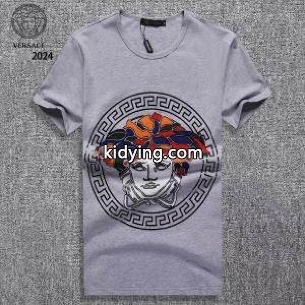 ヴェルサーチ18SS 半袖ＴシャツVERSACEクールネックプリントＴシャツロゴアイコン３色可選-1