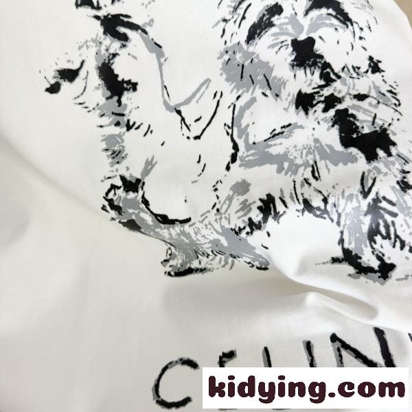 CELINE セリーヌ 2026新作 ドッグプリント 半袖Tシャツ オーバーサイズ コットン クルーネック 人気-6