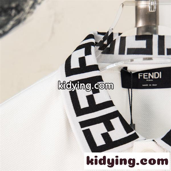 フェンディ ポロシャツスーパー コピーFENDI激安大特価新品良質柔らかいメンズブラックホワイト-4
