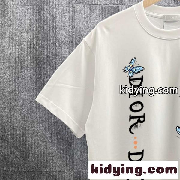 2026春夏新作ディオール蝶モチーフプリント半袖Tシャツゆったりクルーネック個性派デザイン-6
