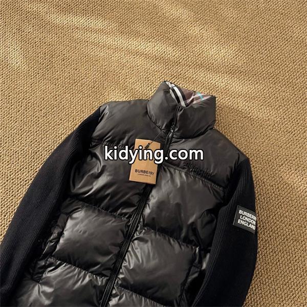 BURBERRY バーバリー 偽物 秋冬 シャイニーブラック 人気上昇 異素材切替 ダウンジャケット-0