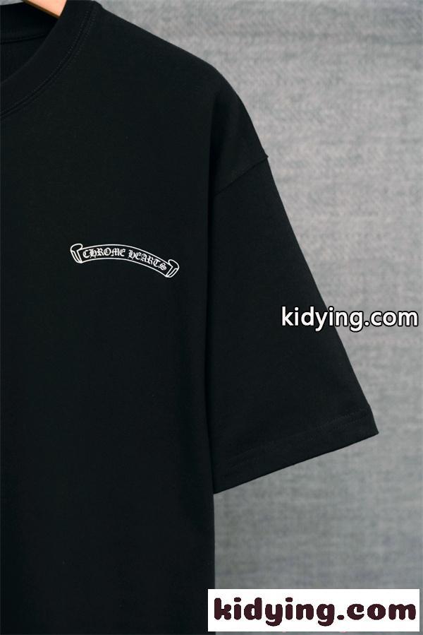 半袖Tシャツ メンズ CHROME HEARTS シンプルロゴ クロムハーツ 偽物 無地系 ストリート 着回し万能-5