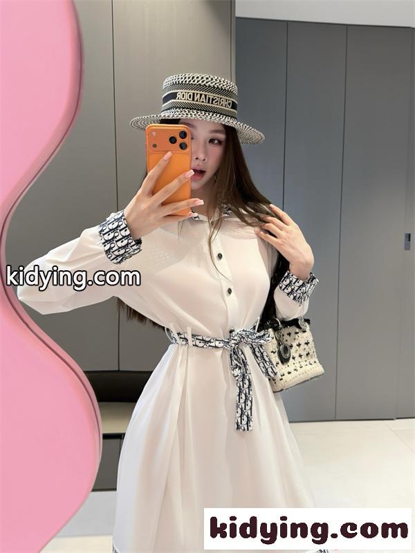 DIOR ディオール コピー 新作 ホワイト モノグラム 上品 クラシック レディース ワンピース-3