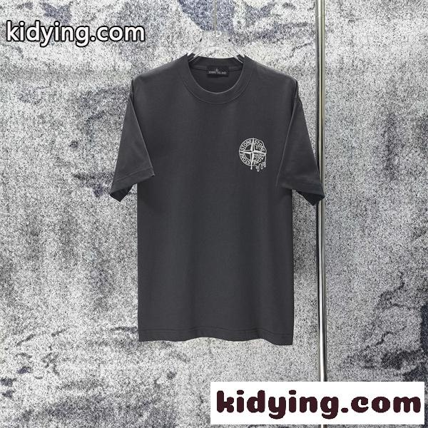 クルーネックTシャツ ミニロゴデザイン 都会派カジュアル STONE ISLAND ストーンアイランド コピー Tシャツ 普段使い 好評アイテム-2