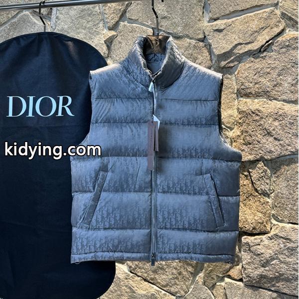 ダークグレー 老花 ダウンベスト 2025秋冬ウォーマー ディオール DIOR スーパーコピー 高品質-0