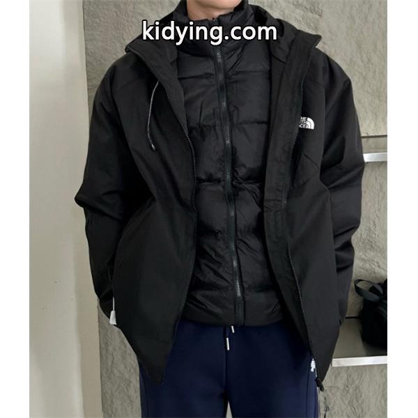 収納袋付 高品質アウター The North Face ザノースフェイス 偽物 ブラック ダウンジャケット 2in1-6