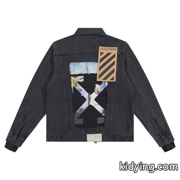 ヴィンテージ 合わせやすい ブラック デニム ジャケット 定番 Off-White オフホワイト コピー-1