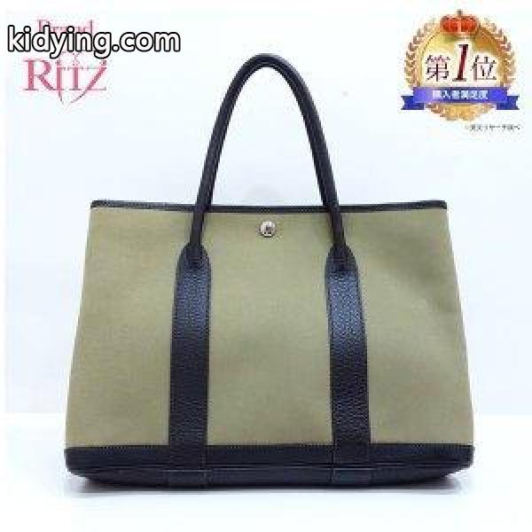エルメス バッグ　ガーデンパーティ36　PM カーキ系 トワルアッシュ×レザー キャンバス トート HERMES 通販 bag-0