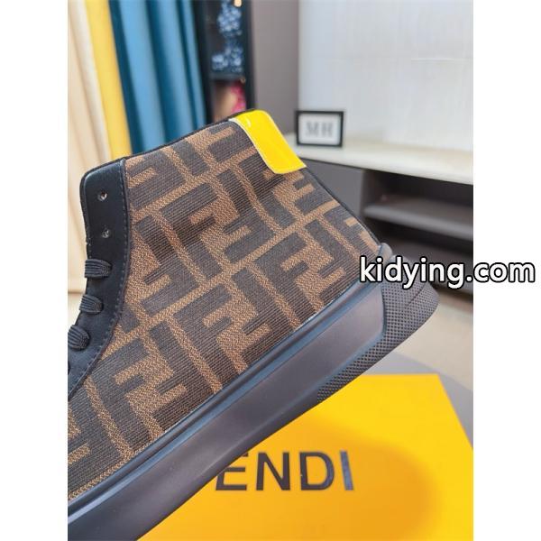 FENDI フェンディ 激安 メンズ ハイカット スニーカー FF柄 レザー シューズ カジュアル 人気 モデル おしゃれ 高級感-6