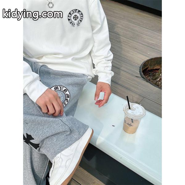 定番人気 ブラック Chrome Hearts クロムハーツ ホースシューロゴデザイン 偽物 スウェットパンツ-4