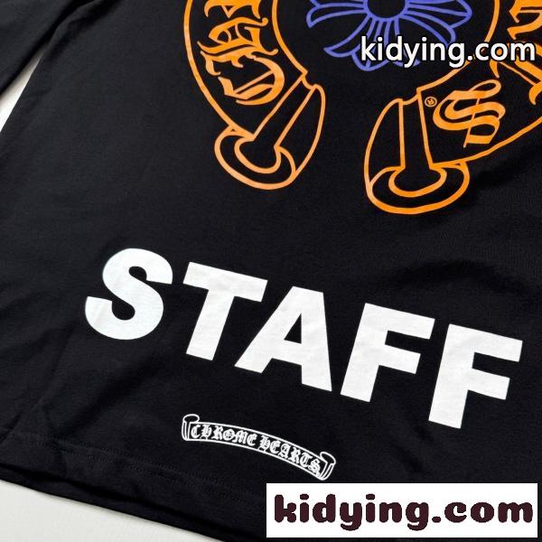 2026新作 Chrome Hearts N級品 クロムハーツ ロングTシャツ STAFFロゴ バックホースシュー プリント 長袖Tシャツ コットン 人気アイテム-4