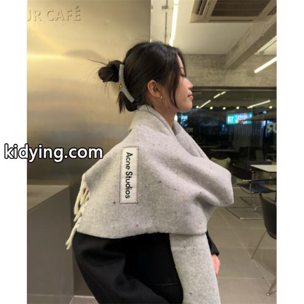 ACNE STUDIOS アクネ ストゥディオズ コピー 秋冬 保温 ライトグレー ロゴ マフラー 高級感-0