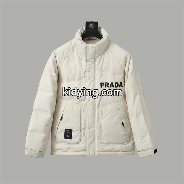 新登場 ホワイト ロゴプリントデザイン モダン 快適 Prada プラダ スーパーコピー ダウンジャケット-0