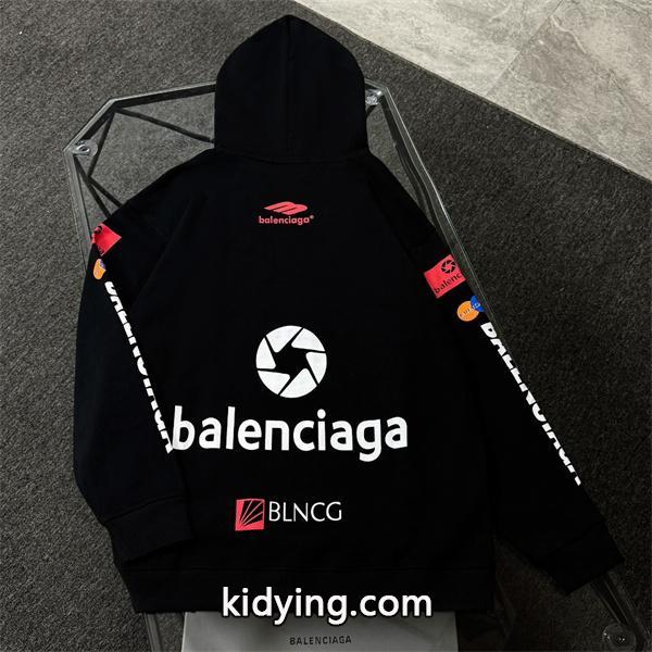 BALENCIAGA 激安 コピー バレンシアガ ロゴプリント フーディ パーカー メンズ レディース兼用 ストリート モード 長袖 トップス ブラック カジュアル-2
