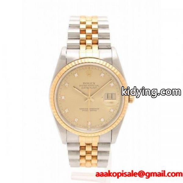 ロレックス ROLEX デイトジャスト 自動巻き 腕時計 メンズ SS 10Pダイヤ シルバー イエローゴールド シャンパン文字盤 メンズ 通販-0