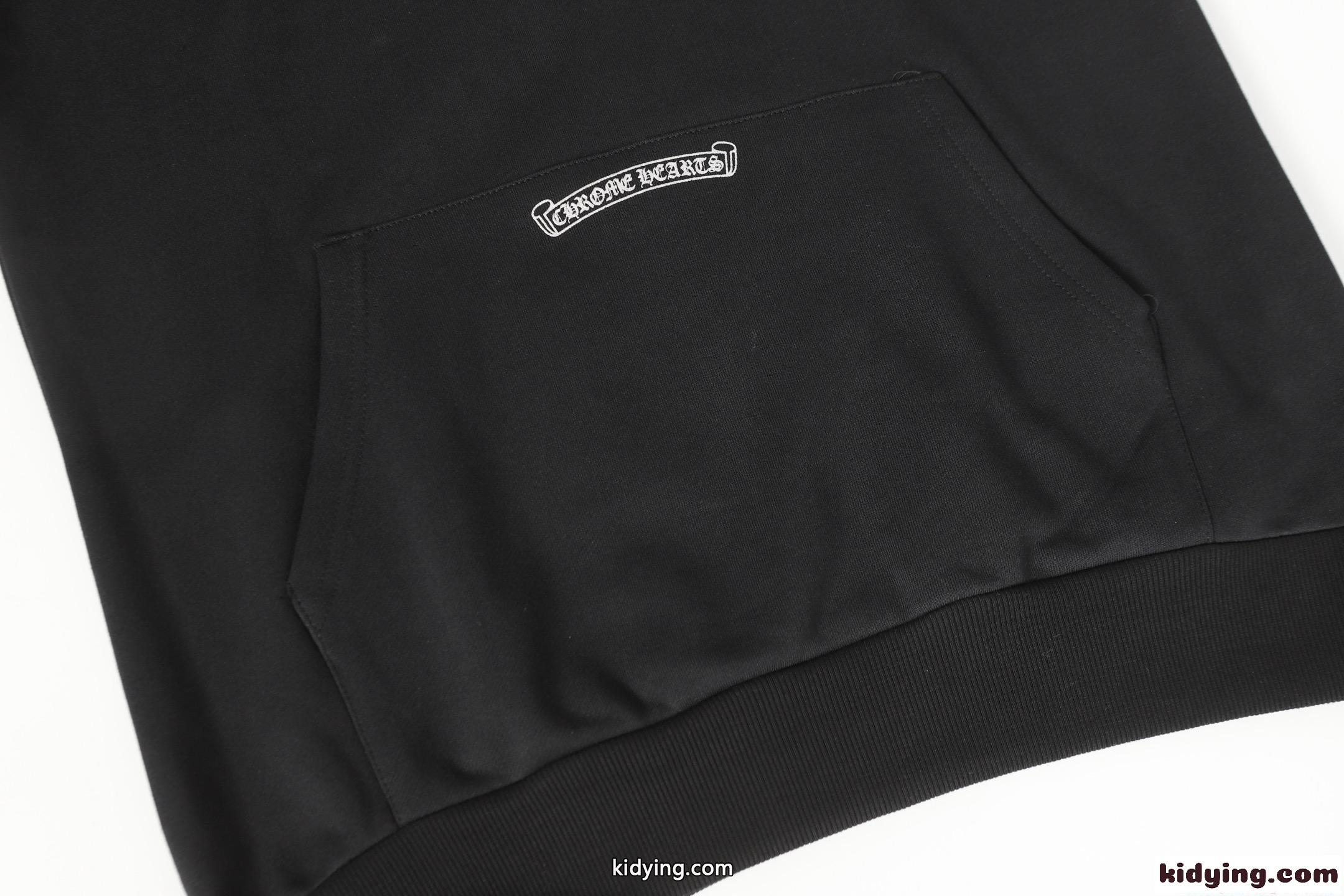 フラワークロ クロムハーツ コピー パーカー ブラック バックプリント 袖ロゴ フーディー ストリート Chrome Hearts-7