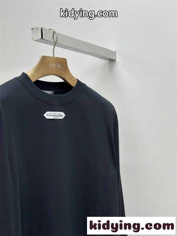 DIOR ディオール コピー 長袖Tシャツ ミニロゴプレート クルーネック シンプル洗練 2026新作-5