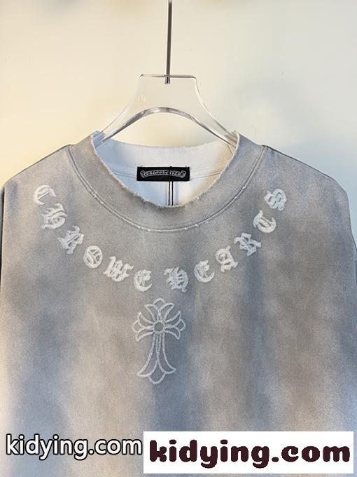 グラデーション 半袖Tシャツ Chrome Hearts クロムハーツ コピー ゴシックロゴ クロスモチーフ ウォッシュ加工 ルーズフィット ブラック-7