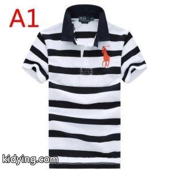 モードな雰囲気Polo Ralph Laurenポロ ラルフローレン激安ストライプHOT大得価メンズビジネス用ポロ半袖メンズTシャツ-0