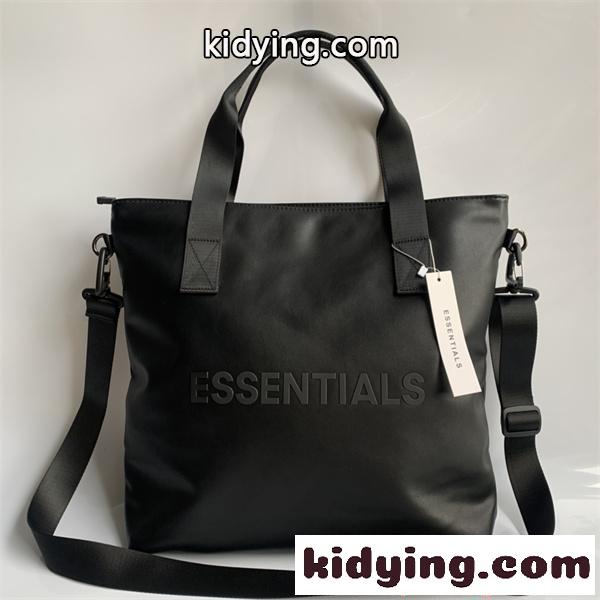 エッセンシャルズ 偽物 ESSENTIALS トートバッグ ブラック レザー調 2WAY ショルダー付き 大容量 カジュアル-1