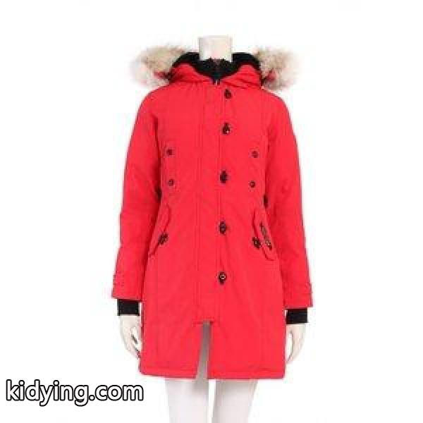 カナダグース CANADA GOOSE ダウンコート ケンジントン パーカ 赤 アウター ワンポイント ファー フード付き KENSINGTON PARKA レディース-0
