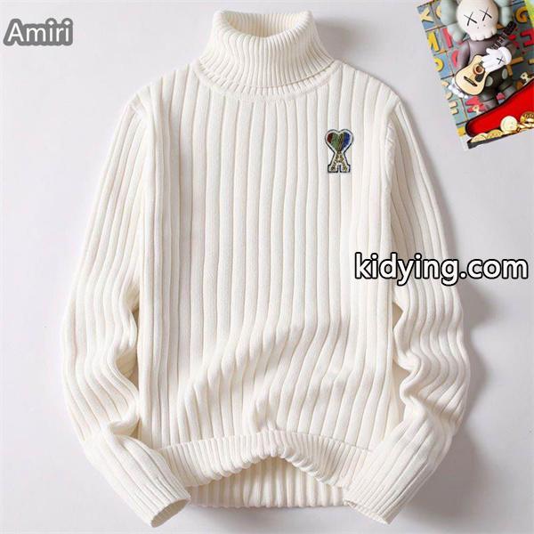 秋冬 防寒 ブラック 上質 リブ タートル ニット AMI PARIS アミ パリス コピー-0