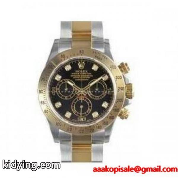 上質なROLEX ロレックス デイトナ ブラック文字盤 116523G 人気自動巻き腕時計 8ポイントダイヤ イエローゴールド×ステンレス_ロレックス ROLEX_ブランド コピー 激安(日本最大級)-0