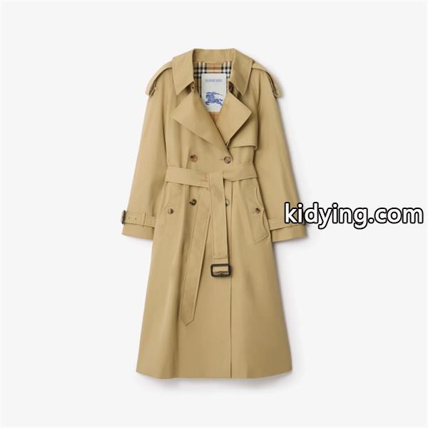 BURBERRY 激安 2025新作 レディース トレンチコート ロング丈 ダブルブレスト 定番ベージュ 裏地チェック 英国風エレガントアウター-3