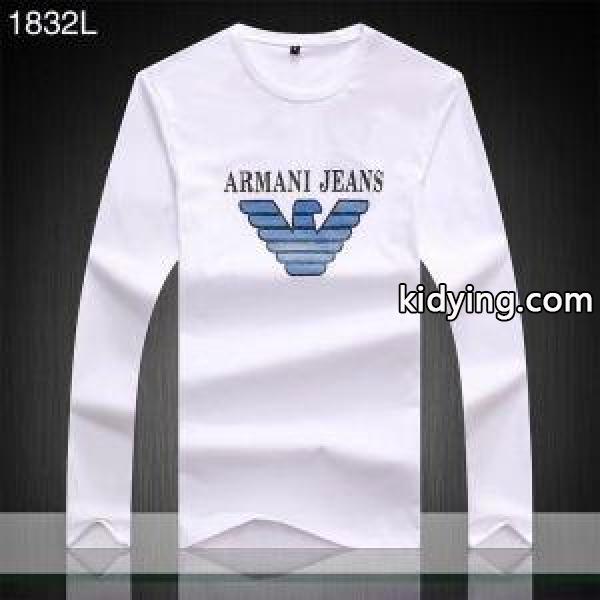 アルマーニ コピーブランドプリントロゴ付きtシャツ人気定番大人気メンズ長袖コットン大人カジュアルソフト清潔感tシャツ-1