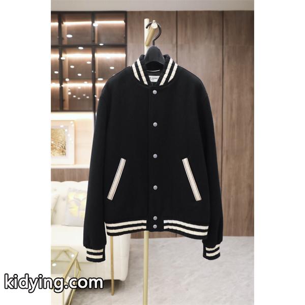 サンローランSaint laurent SLP刺繍モデル 黒白ジャケット 野球コート 男女問わず着用いただける-0