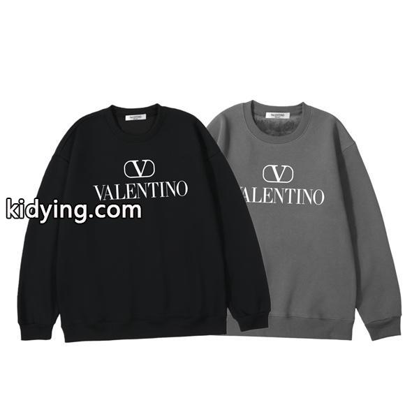 Valentino 偽物 2025秋冬コーデ  注目ブラック × グレー 2 色 V ロゴ 円领 スウェット ヴァレンティーノ-8