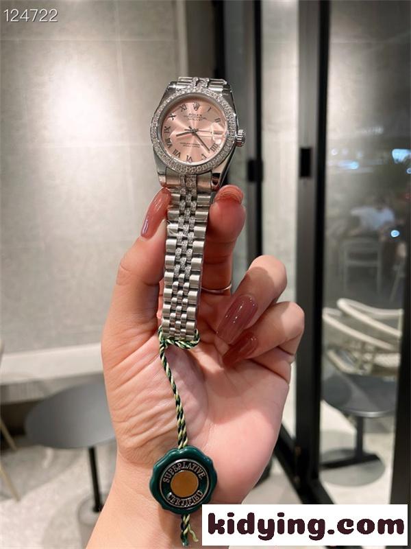 ロレックス コピー 31mm 腕時計 ROLEX レディース エレガント ダイヤ装飾 ピンク文字盤 高級感 防水仕様-4