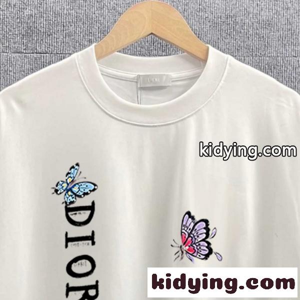 2026春夏新作ディオール蝶モチーフプリント半袖Tシャツゆったりクルーネック個性派デザイン-5