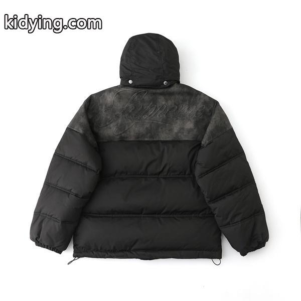 人気お洒落☆Supreme  25FW LEATHER YOKE PUFFER JACKETシュプリームダウンジャケットコピー 防寒性抜群-4