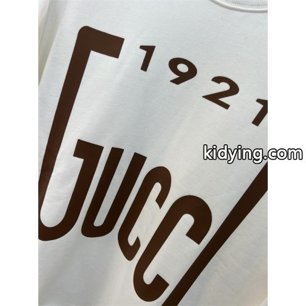 GUCCI スーパーコピー パーカー 1921 ロゴ 白 / 黒 グッチ ユニセックス ヴィンテージ風 2025秋冬コーデ-4