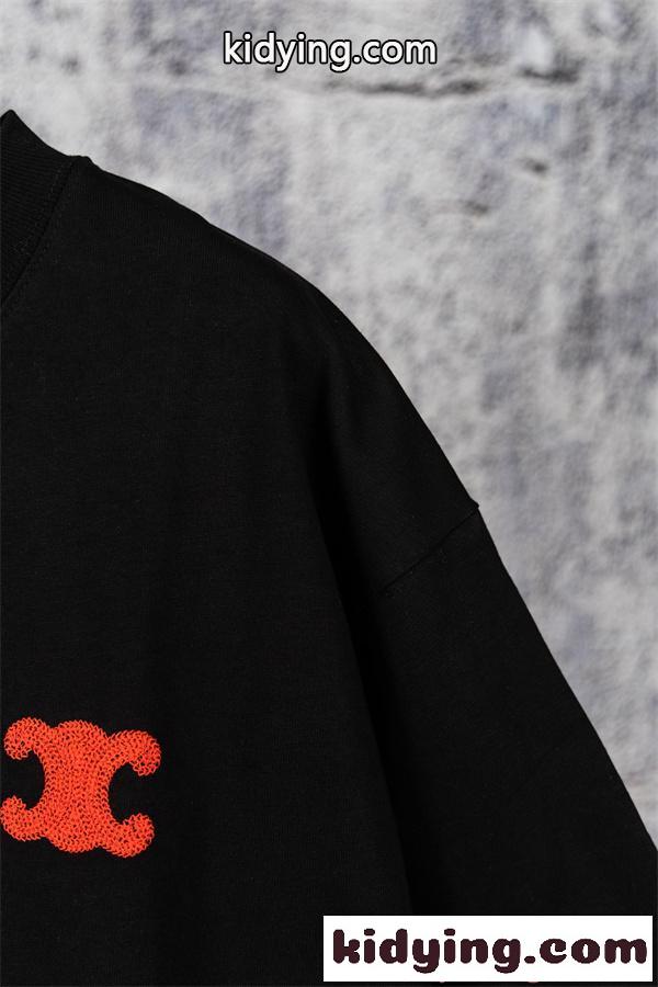 人気 ホワイト ミニロゴ刺繍 清潔感 定番 CELINE セリーヌ コピー 半袖Tシャツ-6