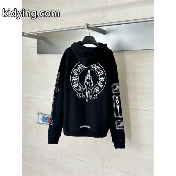 ジップ パーカー ブラック 入手困難 快活 モード系 CHROME HEARTS クロムハーツ コピー-1