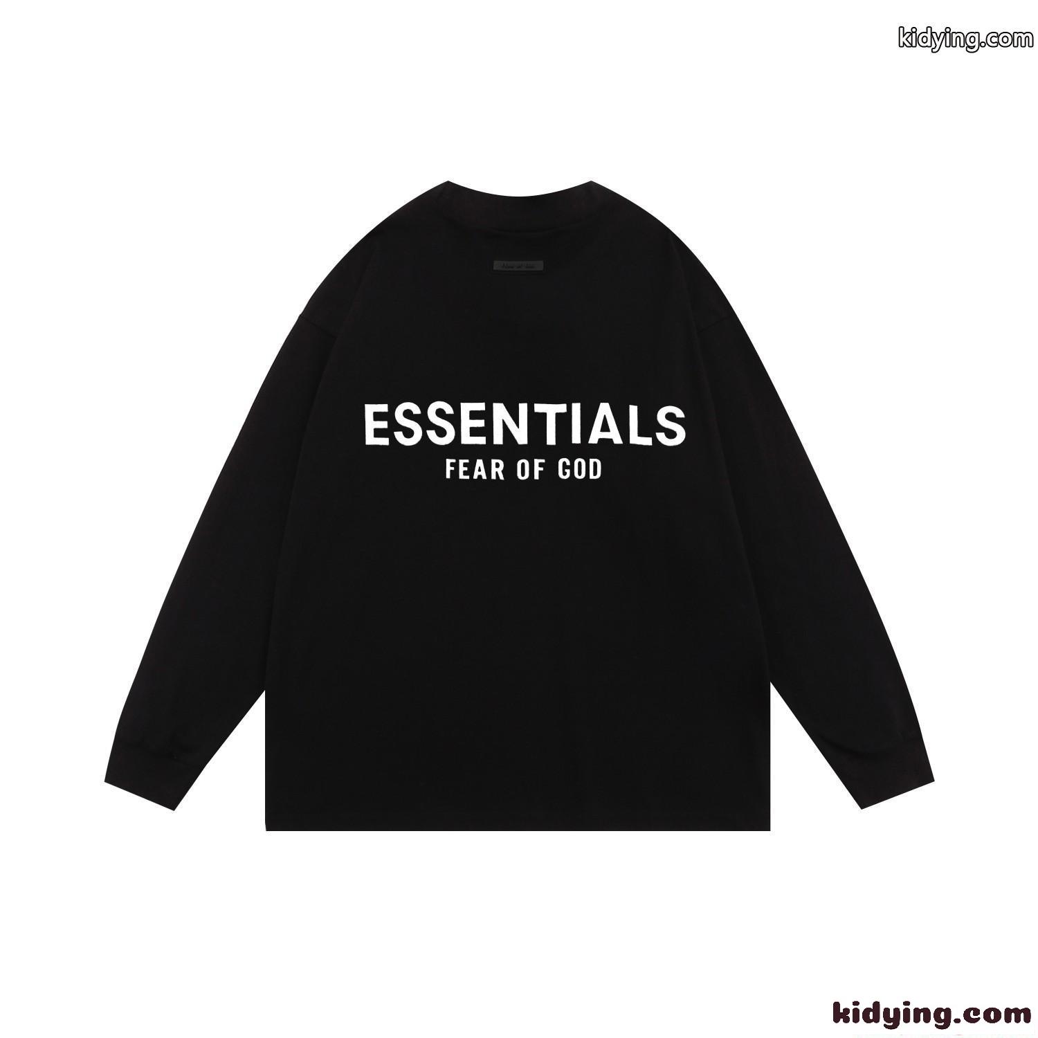オーバーサイズ 刺繍 長袖Tシャツ ESSENTIALS ホワイト プリント ストリート ミニマル エッセンシャルズ コピー-3