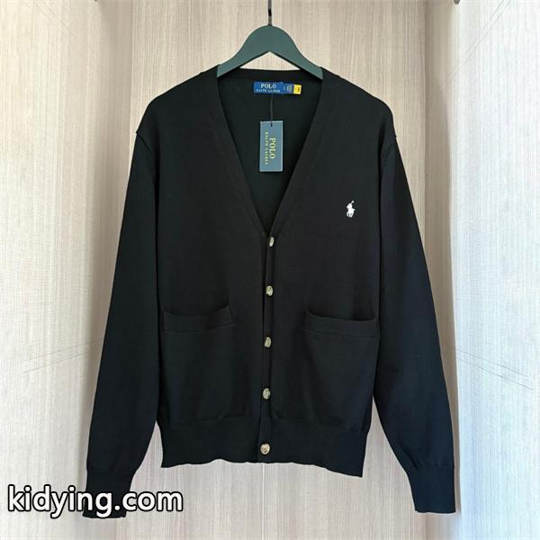 ホワイト × ブラック POLO RALPH LAUREN コピー 秋冬クラシック多彩 定番 4 色 V 领 カーディガン ポロラルフローレン-1