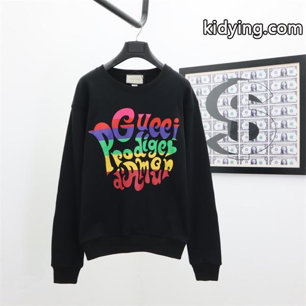 GUCCI スーパーコピー レインボーロゴ グラフィック スウェット パーカー カラフル ブラック グッチ-0