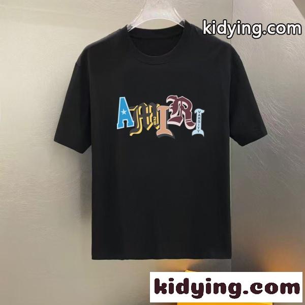 AMIRI アミリ 2026新作 ロゴプリント 半袖Tシャツ コットン クルーネック オーバーサイズ カジュアル 人気-4