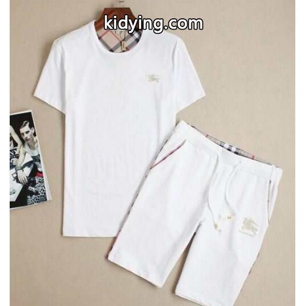 上質 大人気!2015春夏 BURBERRY バーバリー 偽物 半袖Tシャツ 上下セット 2色可選_半袖Tシャツ_メンズファッション_スーパーコピーブランド激安通販 専門店-0