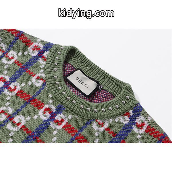 希少 入手困難 GUCCI GGチェック ニット グリーン グッチ コピー-6