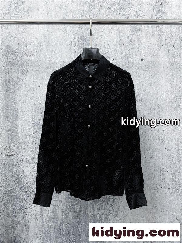 ロゴ総柄 ボタン仕様 CHROME HEARTS クロムハーツ コピー シャツ きれいめカジュアル 今季チェック-2