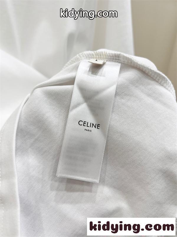 新着 ホワイト ロゴプリント CELINE セリーヌ コピー シンプル 軽やか 半袖Tシャツ-7