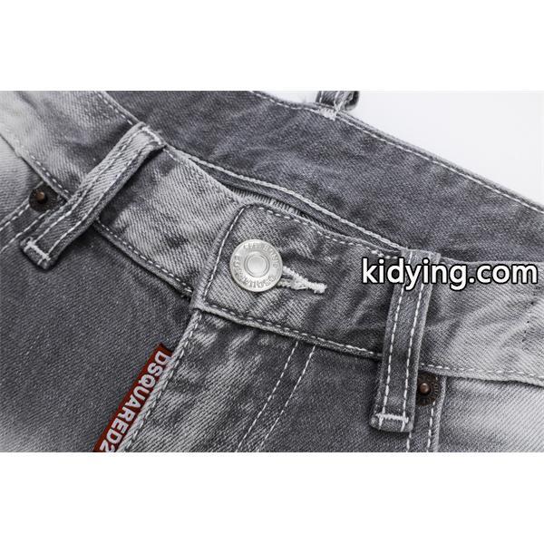 Dsquared2 激安 グレー ダメージデニム メンズ ヴィンテージ加工 ストレッチ スキニーフィット ジーンズ-3