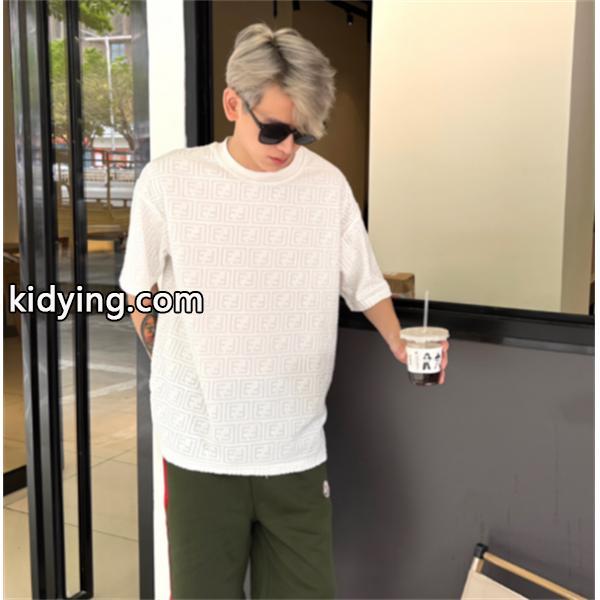 フェンディ コピーFENDI最安値お買い得コーデしやすい清潔感プリントＴシャツ紳士服ダークブルーグレーホワイト-0