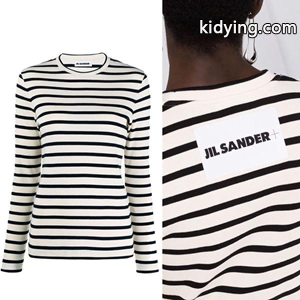 Jil Sander バックロゴラベル ジルサンダーコピー長袖Tシャツ ストライプ 丸首ネックデザイン レディーストップス-0