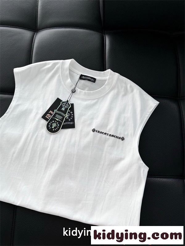 クロムハーツ コピー シンプル ミニロゴ ノースリーブ CHROME HEARTS ブラック タンクトップ 夏コーデ-5