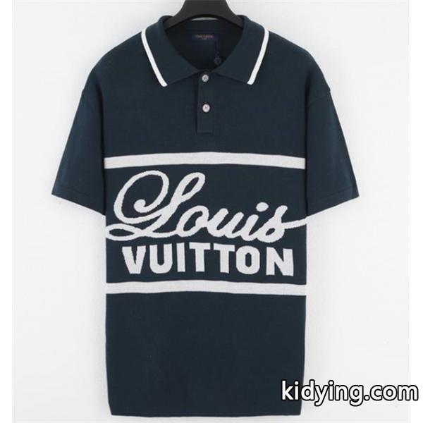 品質保証最新作定番アイテムビジネスシーンロゴ刺繍ｔシャツブラックパープルグリーンLOUIS VUITTONヴィトン コピー 人気-0